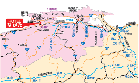 ホテルながた所在地図